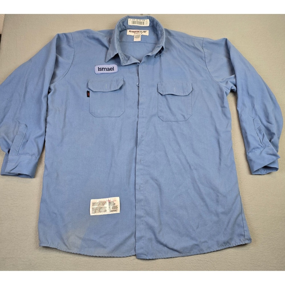 Armorex FR by UniFirst Men's Flame Resistant Work Shirt Light Blue Long Sleeve